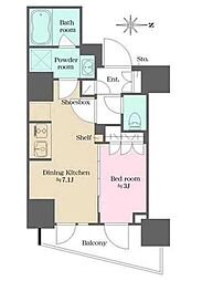 ウエリスアーバン錦糸町 1DKの間取図画像