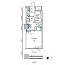 パークキューブ亀戸 1Kの間取図画像