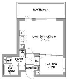 墨田区亀沢2丁目マンション 1LDKの間取図画像