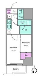 SYFORME亀戸 2Kの間取図画像