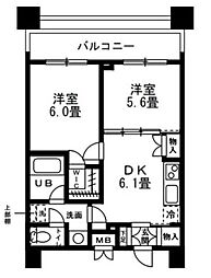 レジディア錦糸町 2DKの間取図画像