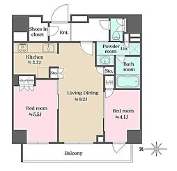 ウエリスアーバン錦糸町 2LDKの間取図画像