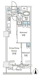フロンティアレジデンス錦糸公園 2LDKの間取図画像