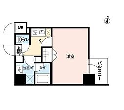 アビタ住吉 1Kの間取図画像