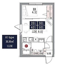 墨田区緑4丁目マンション 1LDKの間取図画像