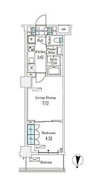 フロンティアレジデンス錦糸公園 1LDKの間取図画像