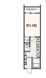 京成押上線 八広駅 徒歩15分の賃貸アパート 2階1Kの間取り