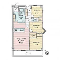 ソレイユ赤坂南 3LDKの間取図画像