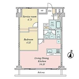 藤和大名コープ 1SLDKの間取図画像