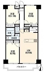 グローリア初穂鎌倉岡本 3LDKの間取図画像