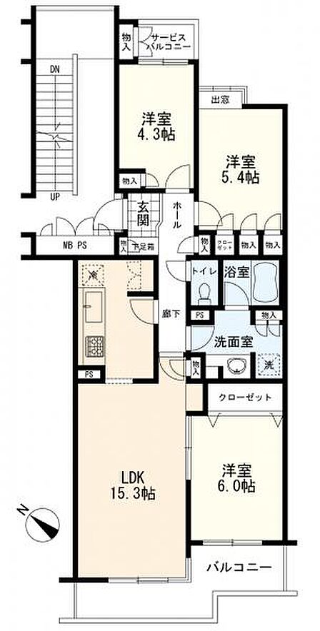 間取り（3ＬＤＫ＋バルコニー2ヶ所）