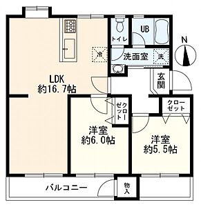 間取り：2ＬＤＫ