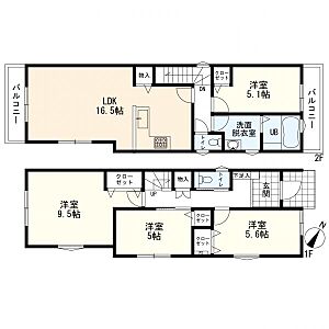 間取り:4LDK+カースペース2台分 3号棟 間取り:4LDK+カースペース2台分 3号棟