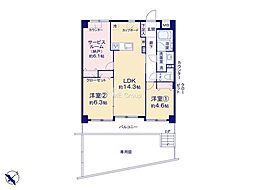 メディウス青葉台 2SLDKの間取図画像