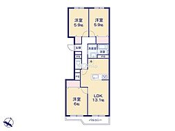 パークハイツ百合ヶ丘 3LDKの間取図画像