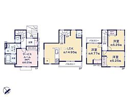 港南区野庭町　中古戸建　全1棟 3LDKの間取り