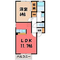 栃木県真岡市荒町3丁目（賃貸アパート1LDK・1階・41.26㎡） その2