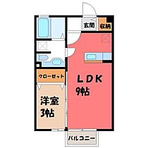 栃木県宇都宮市簗瀬町（賃貸アパート1LDK・1階・33.39㎡） その2