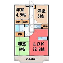 栃木県宇都宮市山本2丁目（賃貸マンション3LDK・3階・65.07㎡） その2