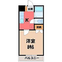 栃木県宇都宮市簗瀬4丁目（賃貸マンション1K・2階・25.92㎡） その2