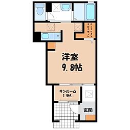 シャルム シエル 1階ワンルームの間取り