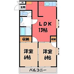 サンシャイン国谷 2LDKの間取図画像