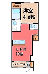 仮）ユニヴァリィII岩曽 1階1LDKの間取り