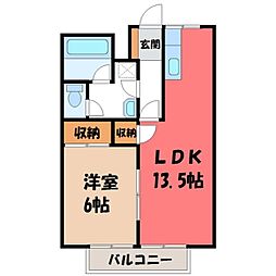 クオレ増渕1 1LDKの間取図画像