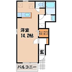 コンフォート C 1階ワンルームの間取り
