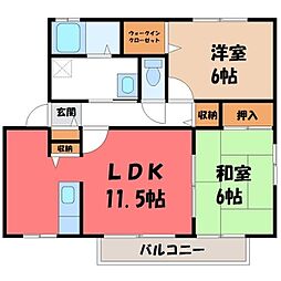 ヴェル・ソールB 2LDKの間取図画像