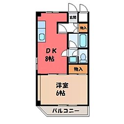 レジデンス滝の原1 1DKの間取図画像