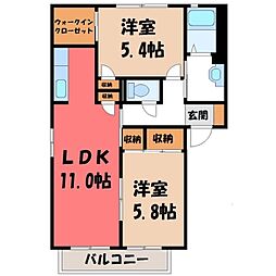 セゾンヴィラージュD 2LDKの間取図画像
