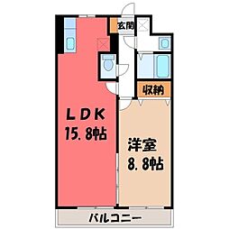 壱番館元今泉 8階1LDKの間取り