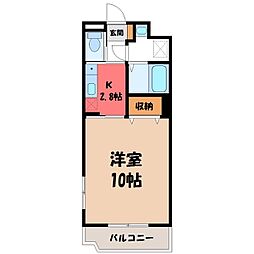 グリーンシャトリエ2 1Kの間取図画像