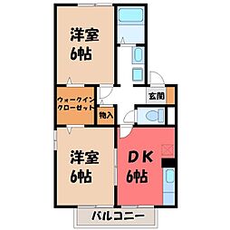 ロワジールA 2DKの間取図画像