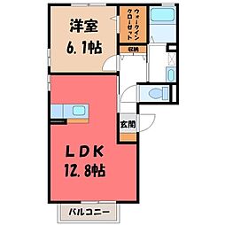 ルピナスコートC 1LDKの間取図画像