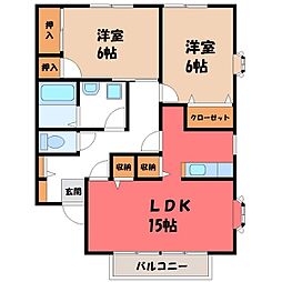 ニューメゾンド・クレールB 2LDKの間取図画像