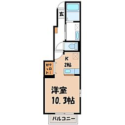 カルムメゾン 1Kの間取図画像