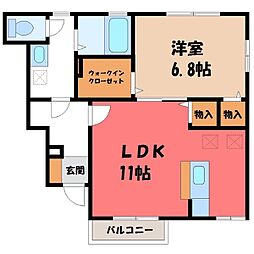 ディアコート駒生E 1LDKの間取図画像