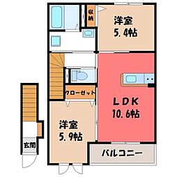 クレールアヴニール 2LDKの間取図画像