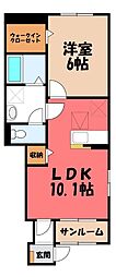 バリーフィールド A 1LDKの間取図画像