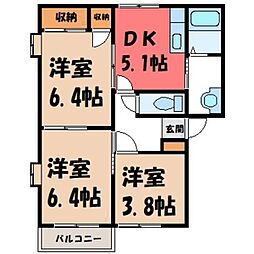グリーンハイツ石井 3Kの間取図画像