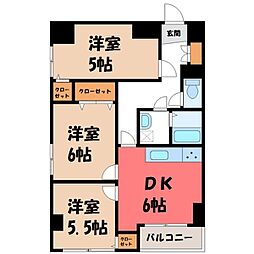 ひがしレジデンス 3DKの間取図画像