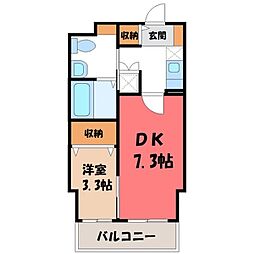 ゴールドライフマンション宇都宮 1DKの間取図画像