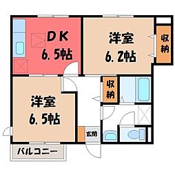 フレーズ1 2DKの間取図画像