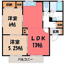 セジュール清坂 2LDKの間取図画像