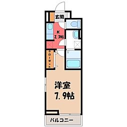 パレ・ドュ・アムール 1Kの間取図画像