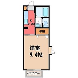 カーサ・一条 1Kの間取図画像