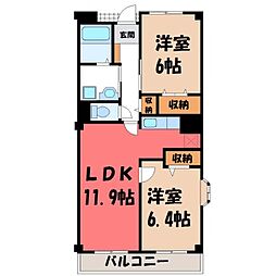 ヴィラ・ディア 2LDKの間取図画像