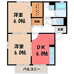 ロワジールB 2DKの間取図画像